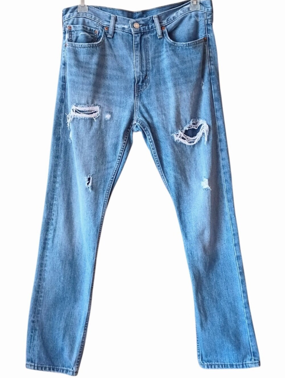 LEVIS Men's 510 Denim Jeans Blue Straight Distressed 34x30